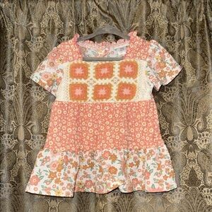 Little Lass Pink and Cream Floral Blouse